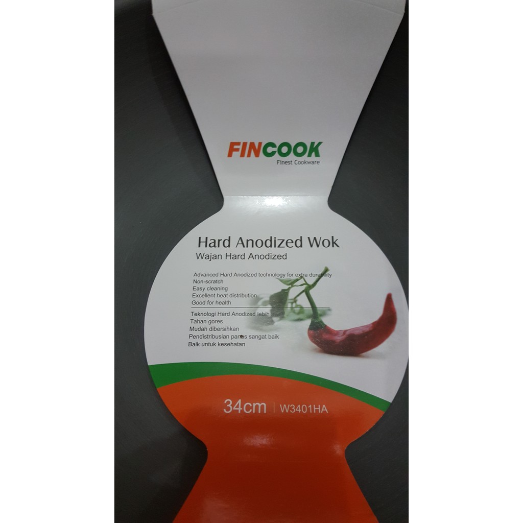 Promo New Wajan/Kuali/Teflon Fincook Hard Anodized Wok 34 Cm W3401Ha
