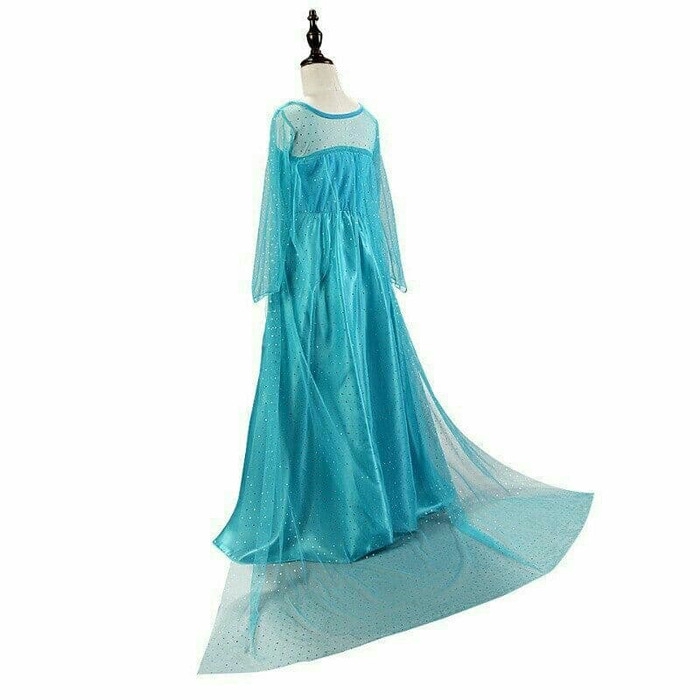 Kostum Anak Princess Elsa Frozen Gaun Dress Perempuan Biru Toska Cosplay Ulang Tahun Import