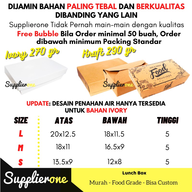 Paper Lunch Box, Lunch Box Paper, Lunch Box SML,Lunch Box Kertas, Dus Box Ayam Geprek, Kemasan Makanan, Dus Nasi, Kemasan Take Away, Kemasan Makanan Kertas, Box Kue, Kardus makanan Image 2