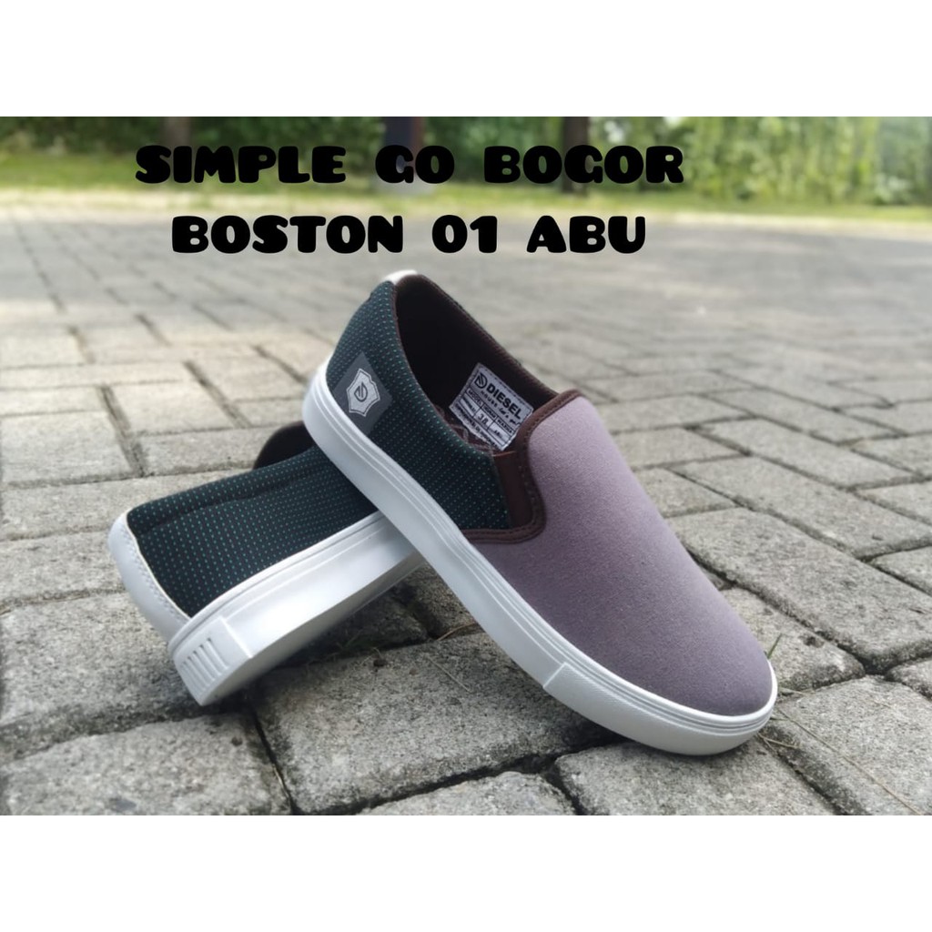 SEPATU SLIP ON PRIA BOSTON DIESEL BAHAN KANVAS INJECT ANTI SELIP 38-43