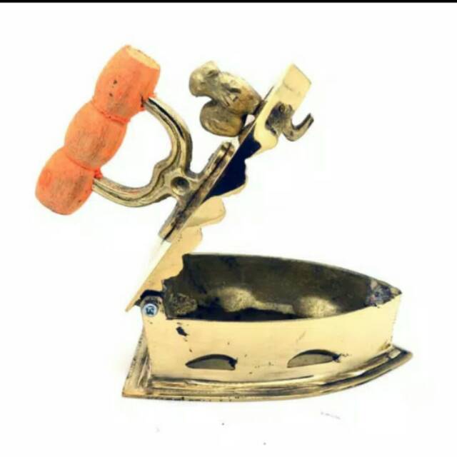 MINIATUR SETERIKA ARANG AYAM JAGO WARNA GOLD BAHAN KUNINGAN MURAH