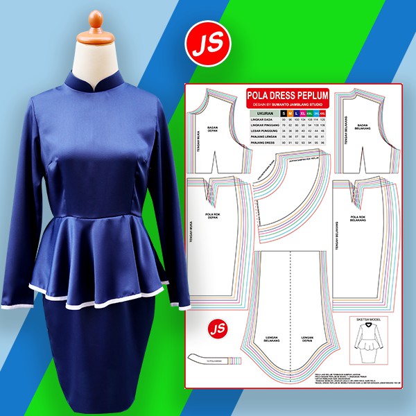  Pola  Jiplak Dress Peplum  Pola  Baju Jamblang Studio 