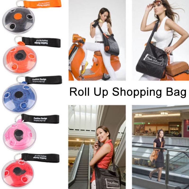 TAS SELEMPANG BELANJA UNIK ROLL UP SHOPPING BAG UNISEX  MODIS MODERN TERBARU ORIGINAL IMPORT VA13