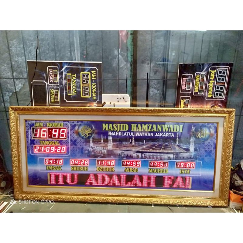 Jam Masjid Digital Waktu Adzan Running Teks Custom Nama 55 x 125 cm