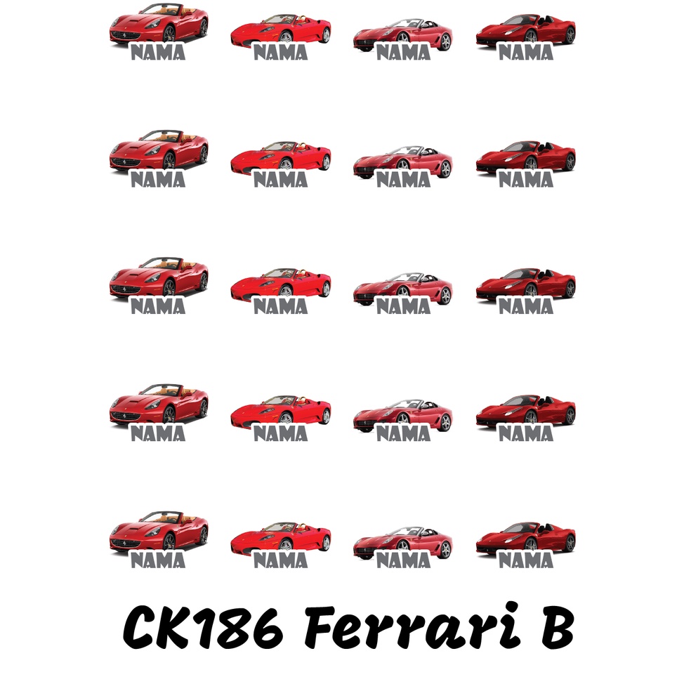 

Sticker Nama Cutting Label Waterproof Tahan Air Ferrari B (CK186)