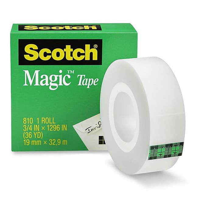 SOLASI MAGIC TAPE SCOTCH BISA DITULIS 810 3/4 IN 36 MM X 36 Y TRANSPARANT INVISIBLE TAPE REFILL