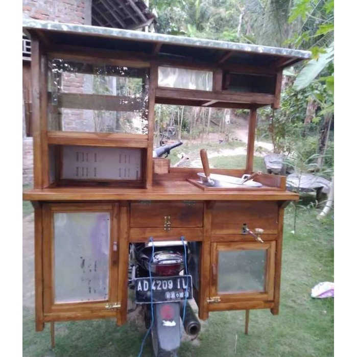 Jual Gerobak Bakso Siomy Cilok Motor Keliling Kayu Mahoni Free Ongkir