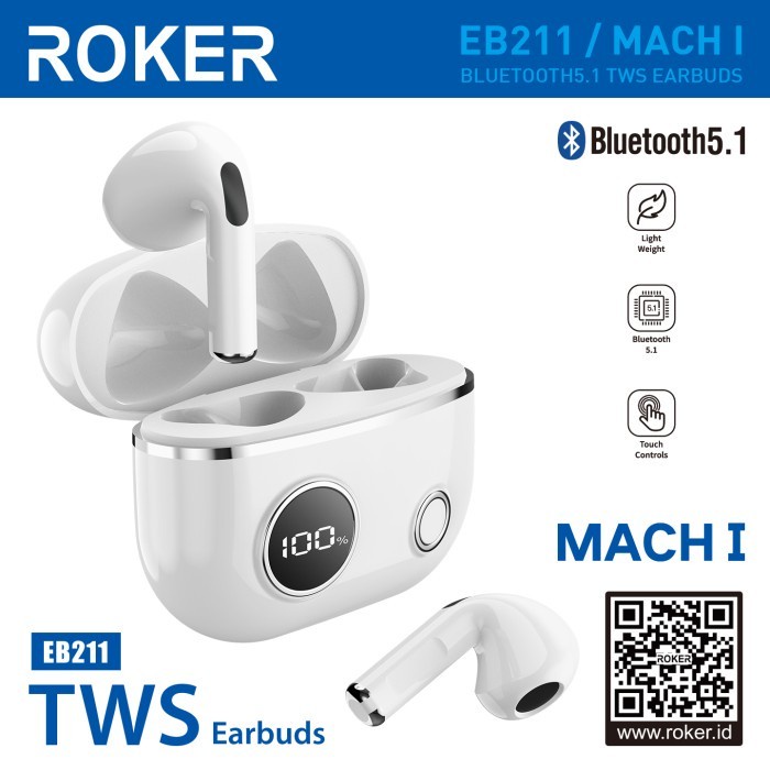 HEADSET - HF - EARPHONE ROKER MACH I EB211 TWS BLUETOOTH WIRELESS 5.1