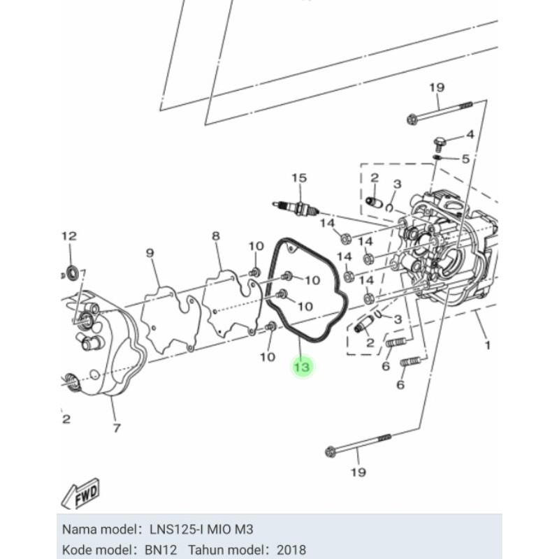 GASKET KARET HEAD MIO M3 ASLI ORI YAMAHA 2BM E1193 00