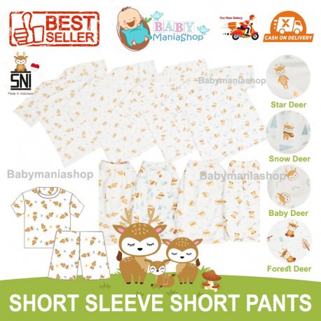 HIKARUSA SHORT SLEEVE SHORT PANTS Baju Tidur Bayi Anak TENCEL Set SETELAN PENDEK Pajamas Piyama Baby