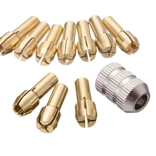 Kepala Bor Mini Drill Grinder Brass Collet Mata Chuck Set 11pcs Head Tuner 11 pcs Colet Kolet Grinda