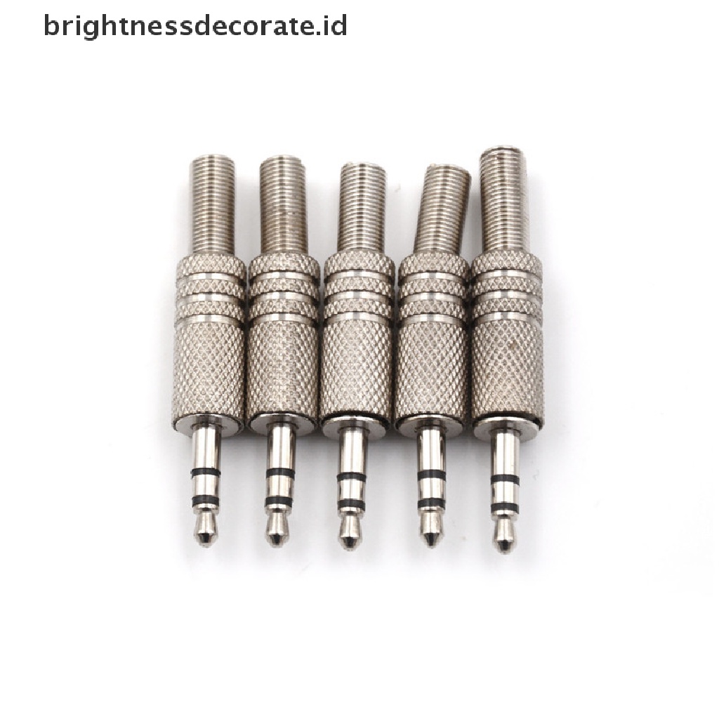 5 Pcs Konektor Solder Plug Male Audio Jack Headphone 3.5mm 3 Tiang