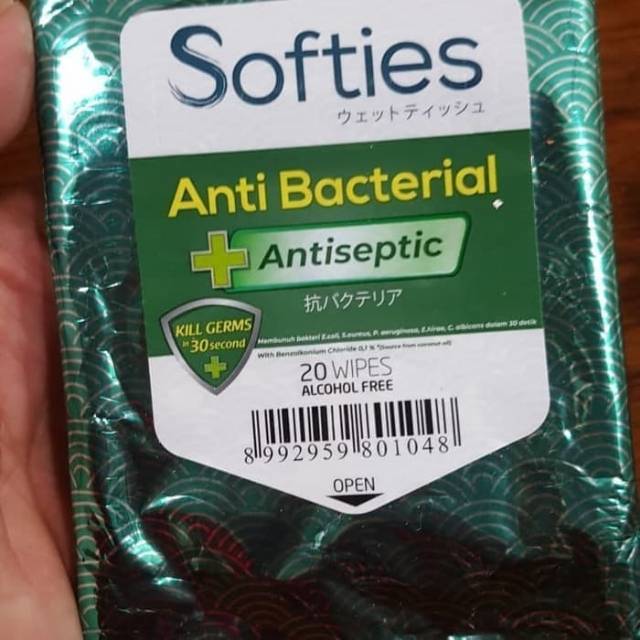 Tissue Basah Antiseptik Softies Antibacterial 20 Sheets
