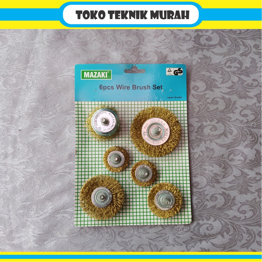 Sikat Kawat Set Gerinda 6 pcs MAZAKI / Mata Bor Sikat Kawat