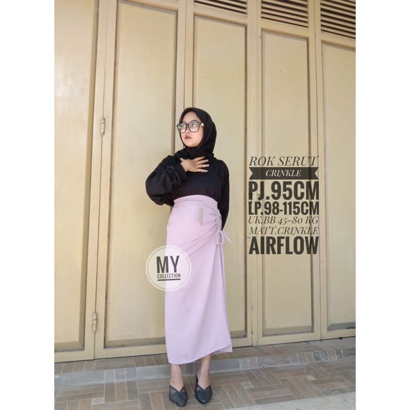 (BISA COD)SKIRT PREMIUM KOREAN STYLE ROK SERUT CRINKLE AIRFLOW//ROK SERUT VIRAL//ROK SERUT JUMBO-LILAC