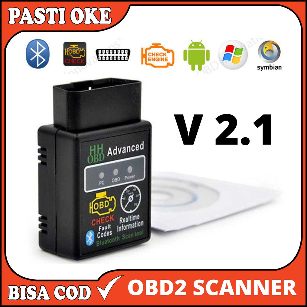[ OBD2 SCANNER MOBIL V2.1 ] Scanner Mobil Bluetooth OBD2 V2.1 ELM327 Alat Pembaca Ecu Mobil Murah