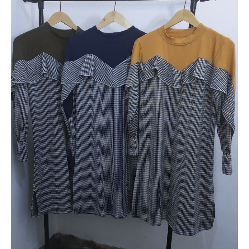 (Bisa COD)Tunik/dress import motif kotak