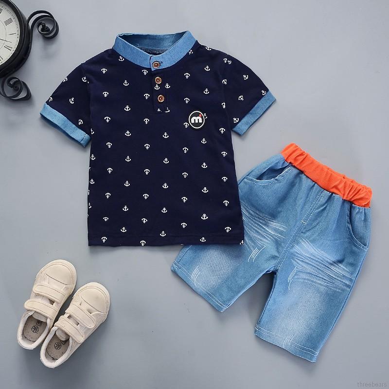 Setelan Kaos  T Shirt Anak  Laki laki  Lengan  Pendek Gambar 