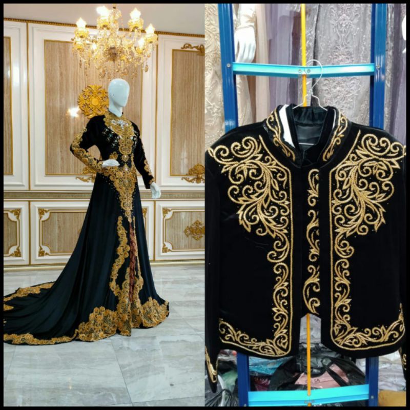 Caople Kebaya Ekor Bludru Wanita Muslim kerah shanghai Dan Beskap Jawa/GAUN AKAD/gaun penganten