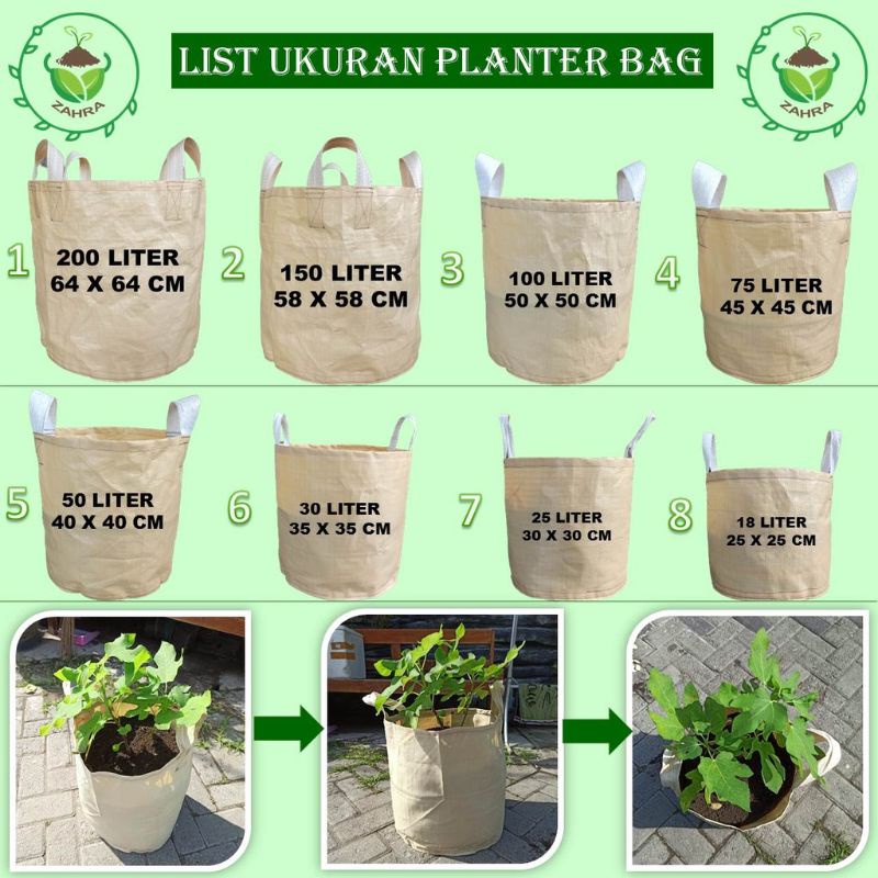 Planter Bag Ukuran 50Liter Bahan Polypropylene Bag Kualitas 100% Tahan Lama