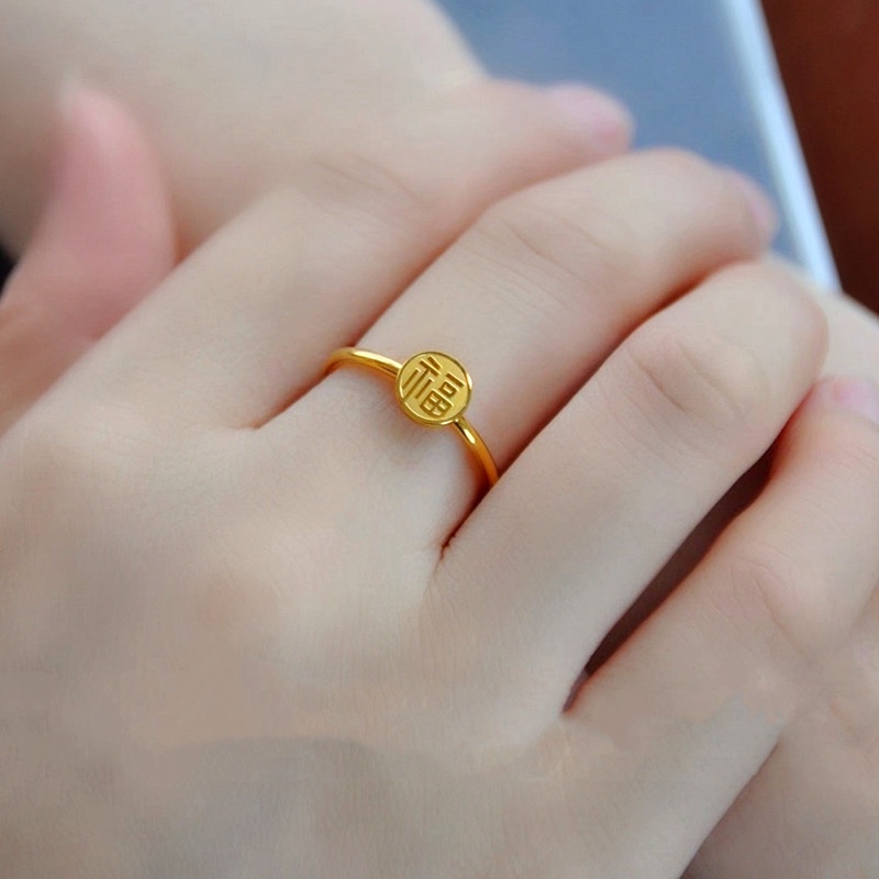 Cincin Emas 18k Bahan Titanium Asylum Gaya China Untuk Wanita