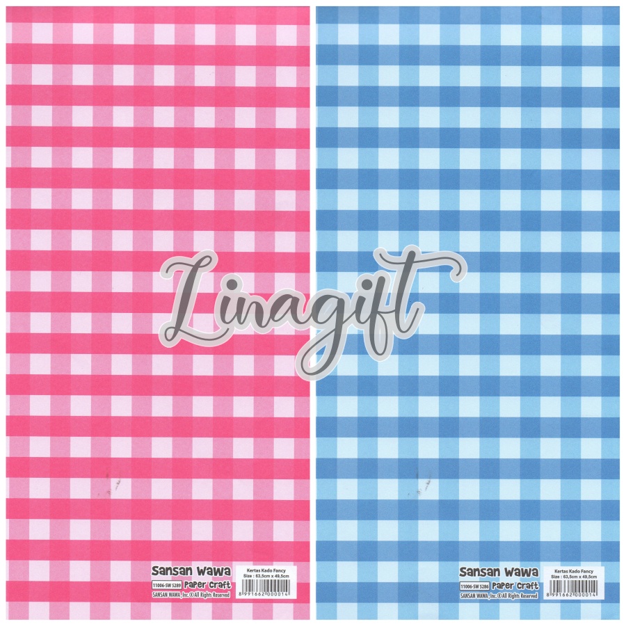 ( 5 Lembar ) KOTAK SANWA - KERTAS KADO - GIFT WRAP PAPER SANSAN WAWA NETRAL / VINTAGE / CHECKERED KOTAK / DEWASA / RED BLACK GRADASI