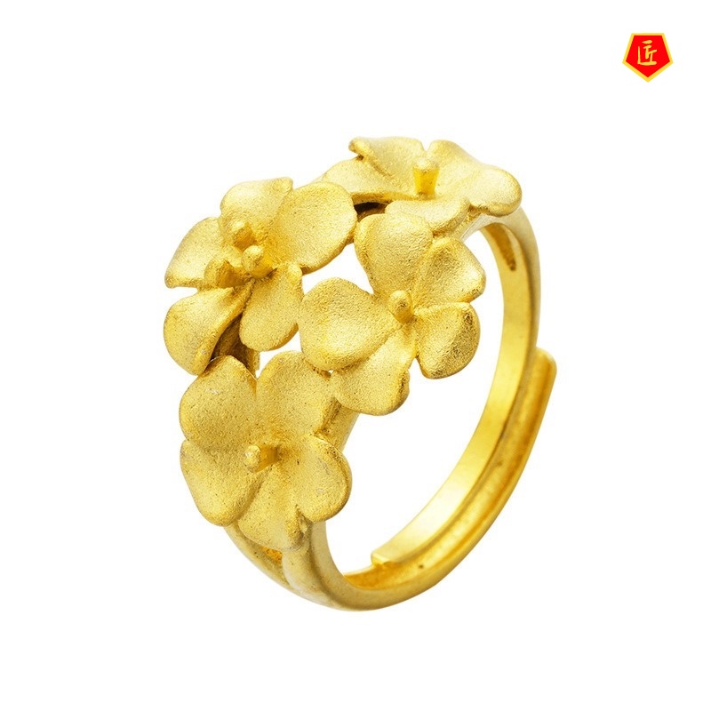 [Ready Stock]Women's Gold Flower Ring Set Elegant Graceful