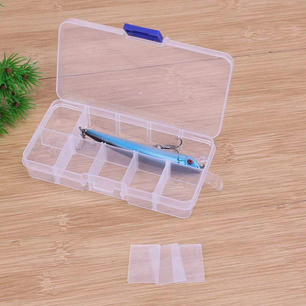 QUINTON Fish Accessory Box Fishing Box Fishing Lure Storage Box Fishing Tackle Box Detachable Fishing Tools Transparent Hook Lure Box Plastic Storage Case 10 Compartments