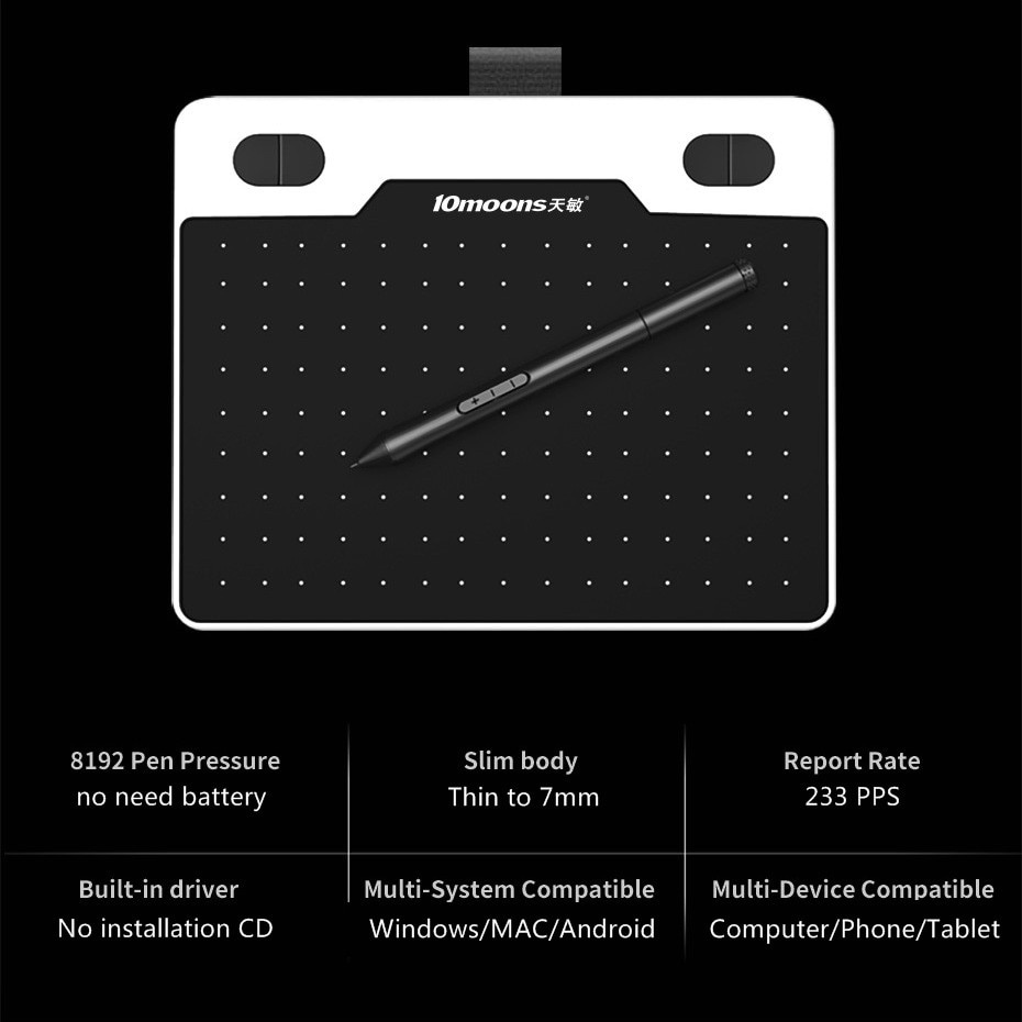 Digital Graphic Drawing Table Windows Mac Android FREE PEN - 10moons