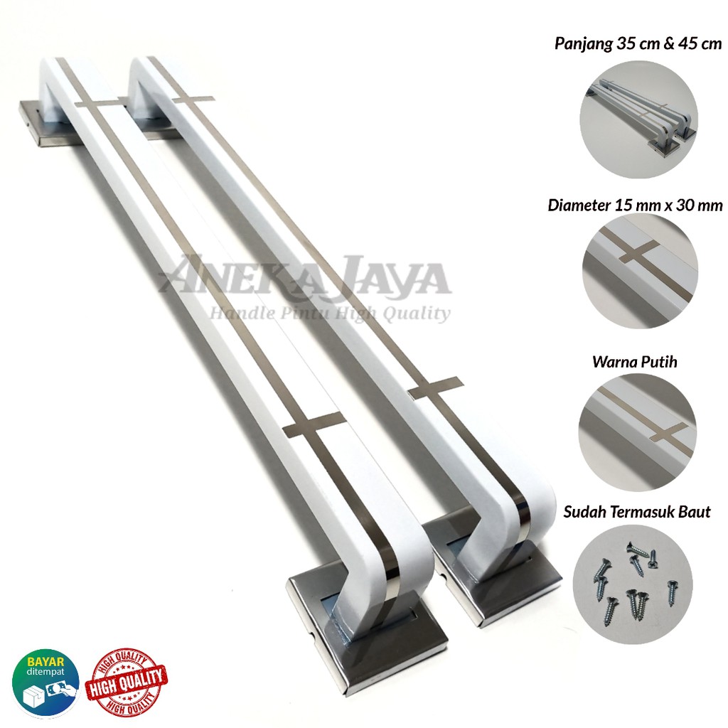 Handle Pintu rumah putih 35 cm 45 cm 60 cm / Tarikan Pintu / Pegangan Pintu minimalis / gagang pintu