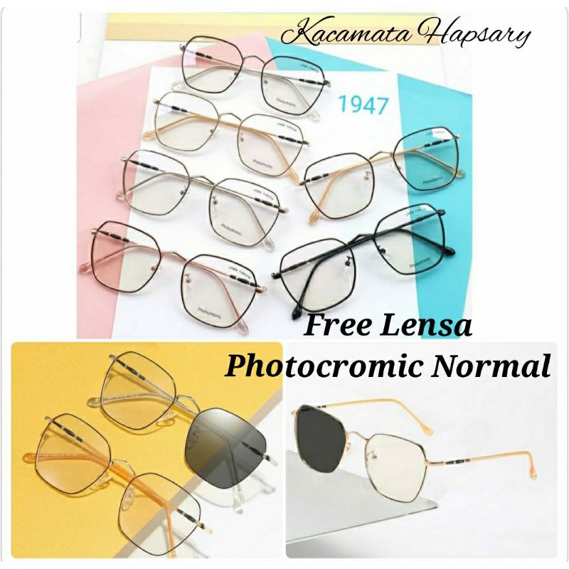 FRAME KACAMATA WANITA 1947 ( GRATIS LENSA PHOTOCROMIC NORMAL ) KACAMATA ANTI UV / KACAMATA FASHION