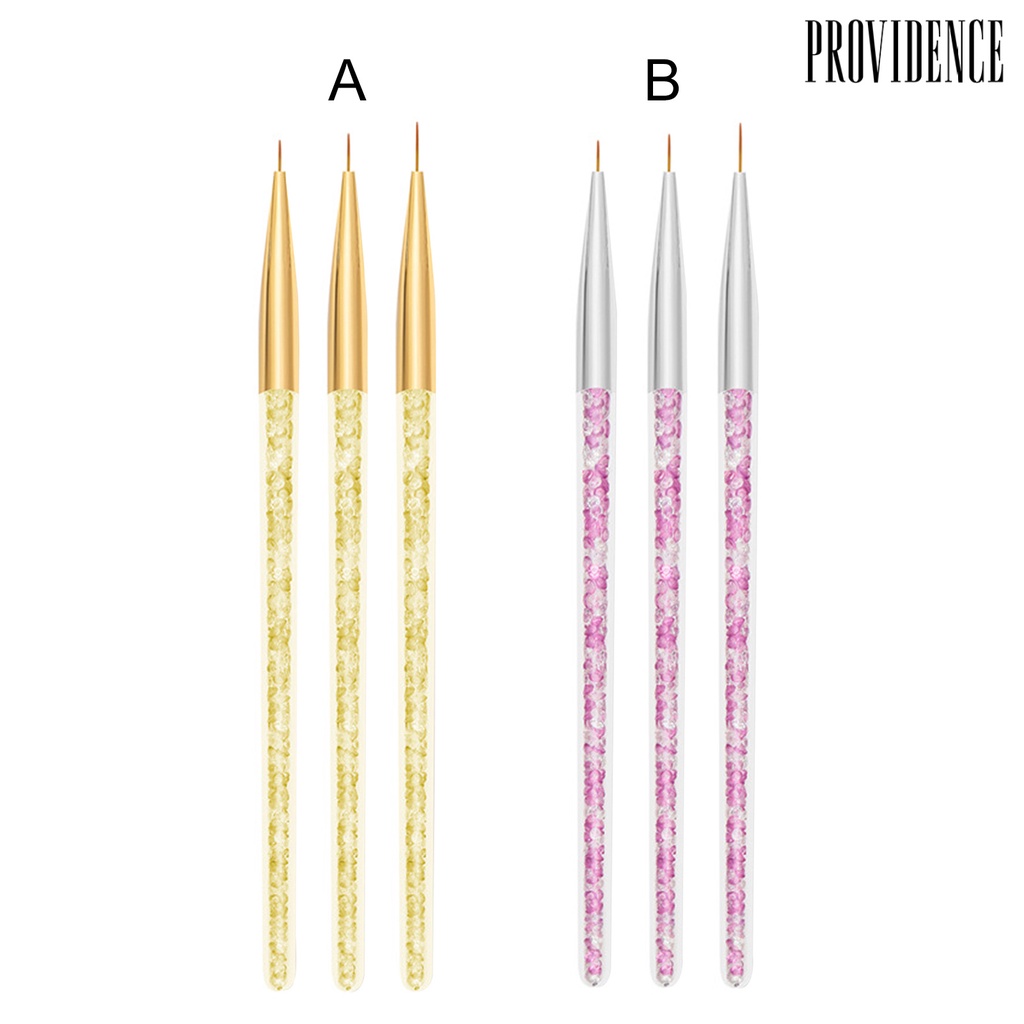 Providence 3pcs / Set Kuas Nail Art Ultra Tipis Bahan Nilon Wol Untuk Hadiah Anak Perempuan