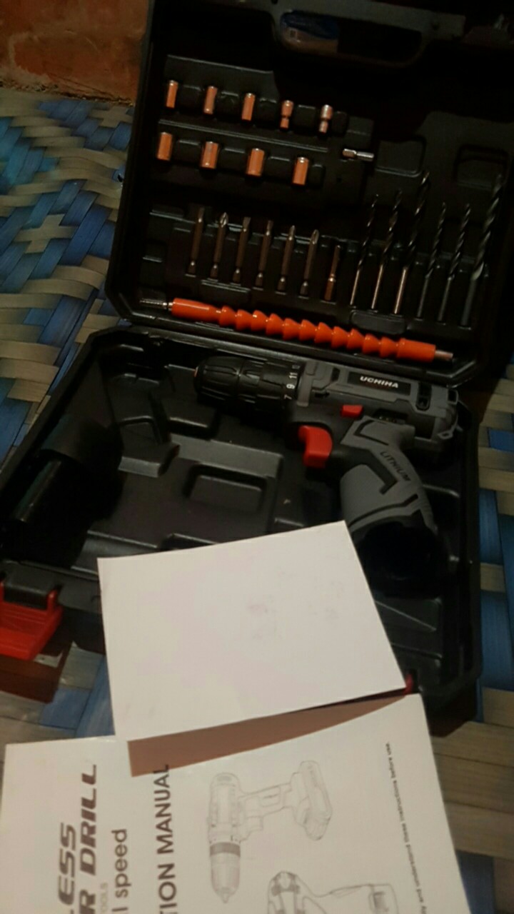 Mesin Bor Baterai Kayu Besi Obeng Elektrik Uchiha Japan Cordless Drill