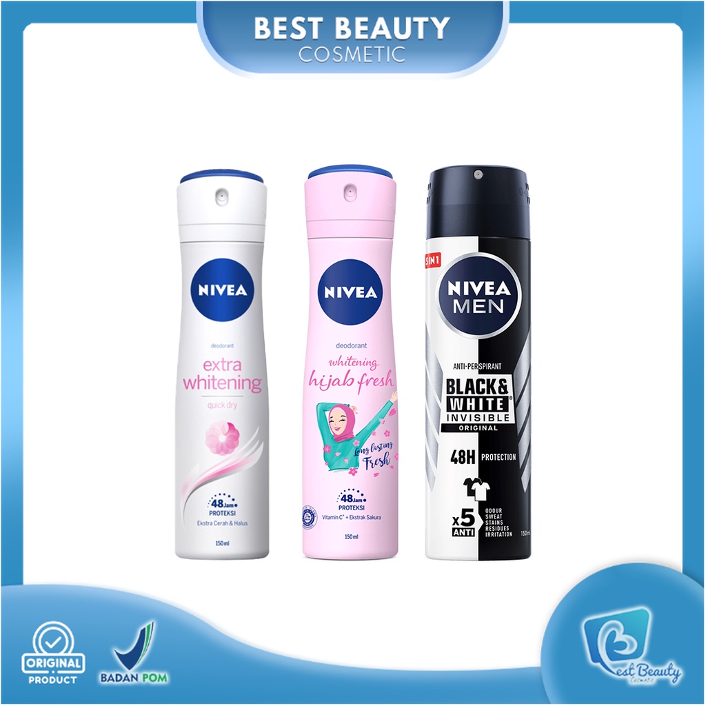 ★ BB ★ NIVEA Deodorant Extra Whitening Spray - Nivea Hijab Fresh Deodorant Spray - NIVEA MEN Deodorant Invisible Black &amp; White Spray - Deodoran Spray