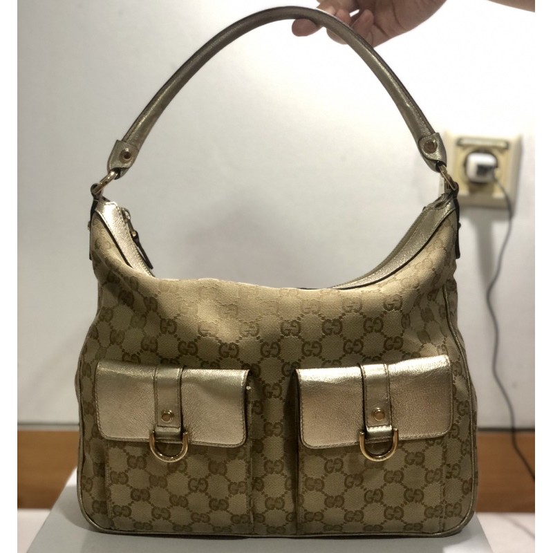 Tas Gucci Bag Original Branded Handbag Wanita Coklat Gold