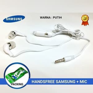 Headset SAMSUNG + MIC PUTIH POLOS Handsfree Earphone Grosir