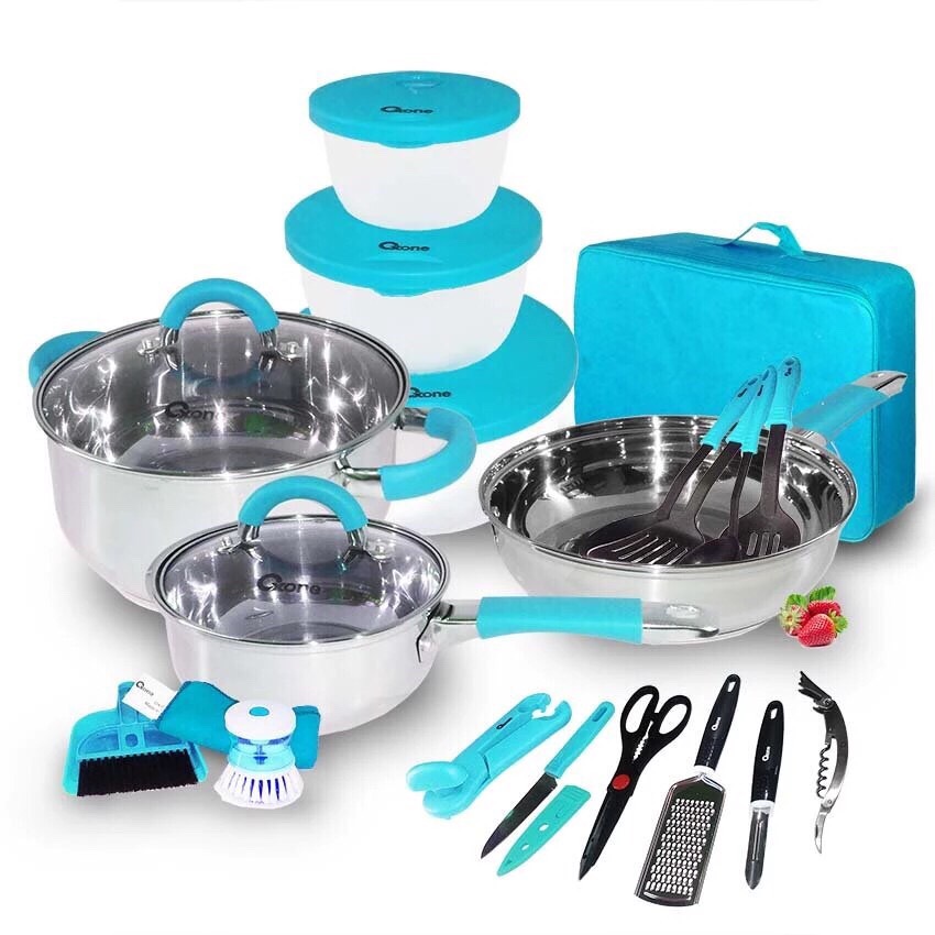 Oxone Ox-992 Panci Set 23pcs Travel Cookware Set - Biru