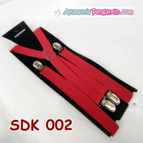 Suspender Pesta Merah Pria l Aksesoris Tali Baju Bretel Kecil- SDK 002