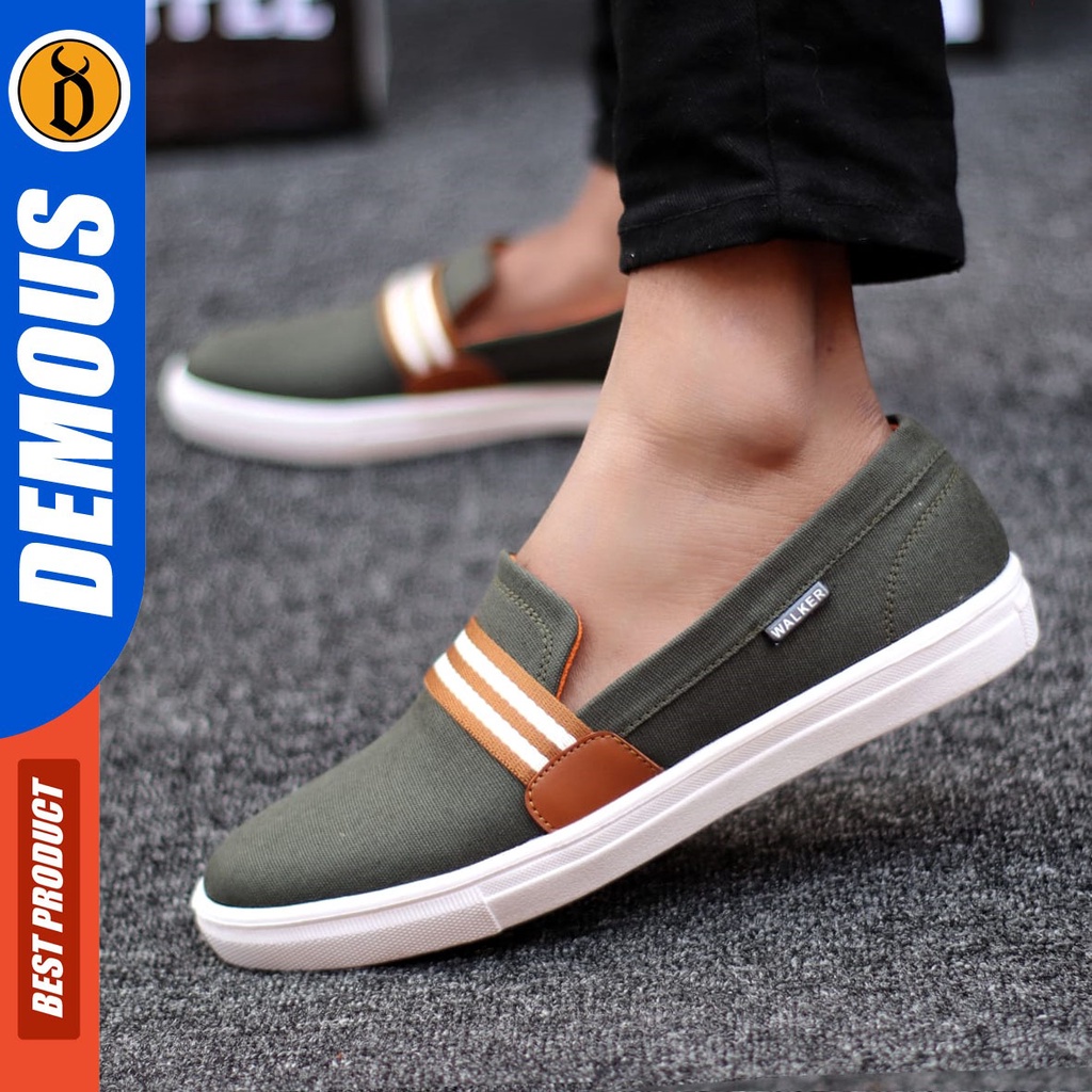 DEMOUS Kante - Sepatu Slip On Casual Slop Pria Kanvas