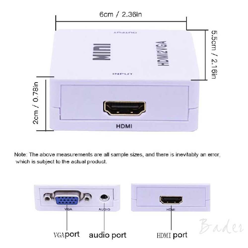 Converter HDMI To VGA HDMI2VGA Mini Adapter HD Video 1080P Connector