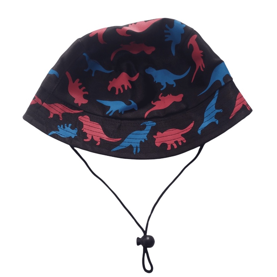 Bucket Hat Anak Tali Karakter Zebra / Macan / Dinosaurus / Jerapah Usia 2-8 Tahun Laki Perempuan