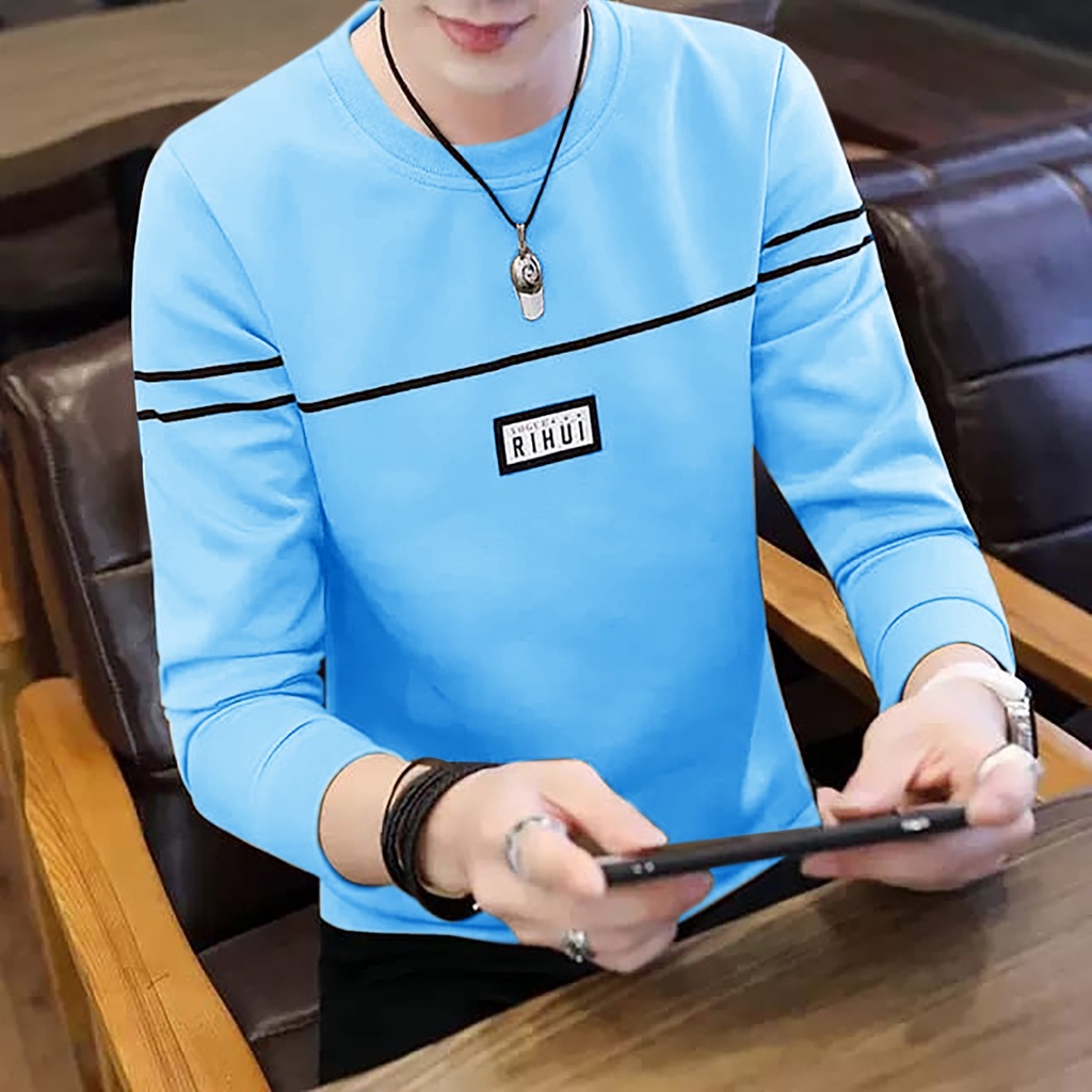 KIYOWO-Baju Sweater Rihui Pria Lengan Panjang Pria