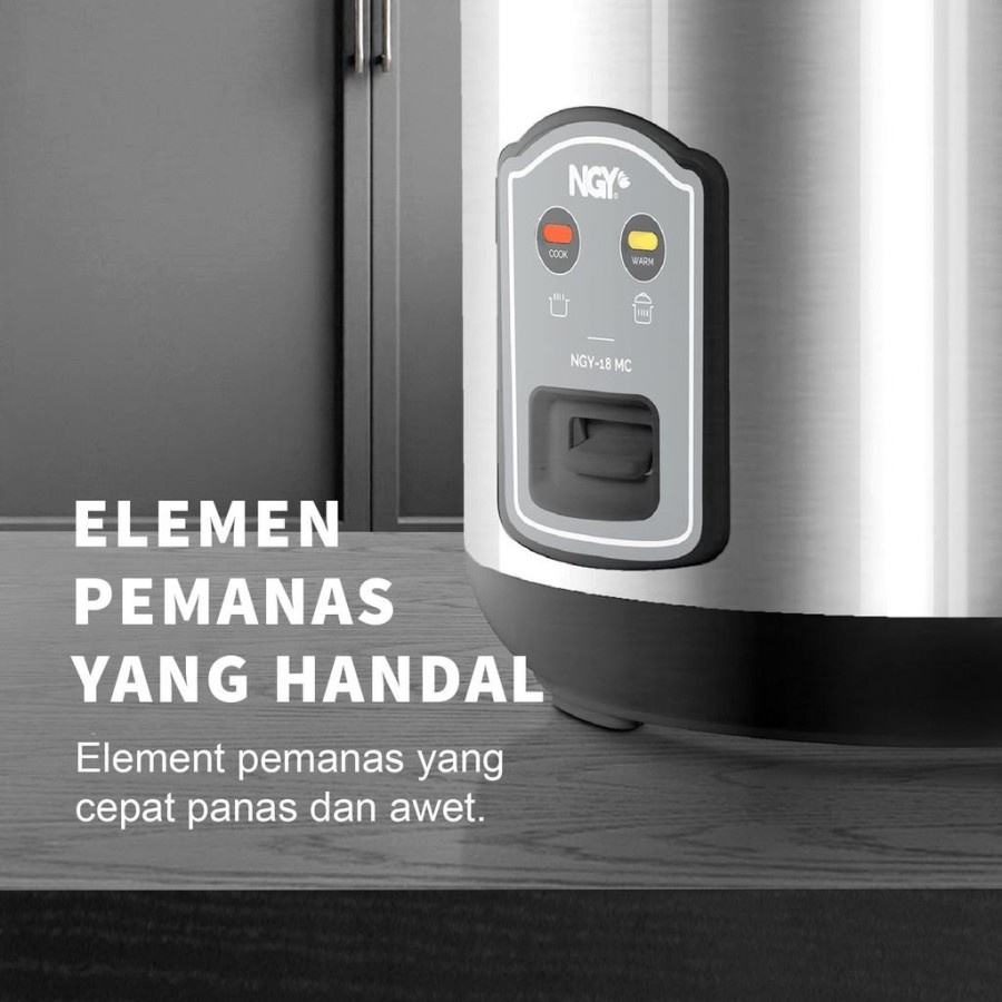 MAGIC COM RICE COOKER STAINLESS NAGOYA 1,8L 1,8 LITER PENANAK NASI ANTI LENGKET ANTI KARAT