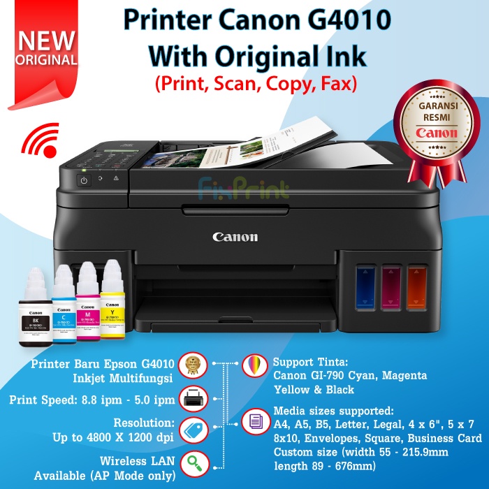 Printer Canon Pixma G4010 G 4010 Pixma Wireless Scan Copy Fax wifi Belum Ada Penilaian