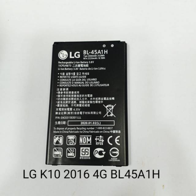 Baterai LG BL45A1H K10 2016 4G battery baterei batre batrei batray