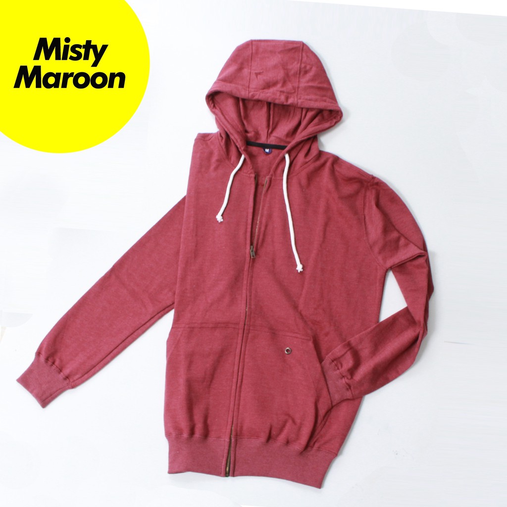 Sweater Hoodie Zipper Polos Maroon Misty cowok cewek Distro oblong unisex couple Size S M L XL Murah