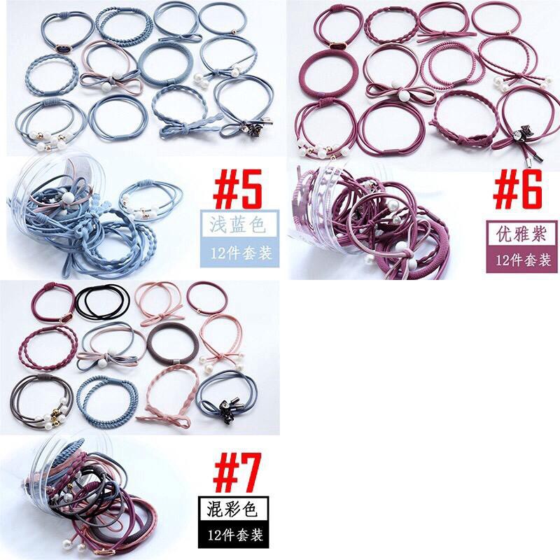 (COD) Ikat Rambut 1 SET ISI 12Pcs/Set Karet Gelang Simple Hair Tie Korean Fashion MALL SHOPPING