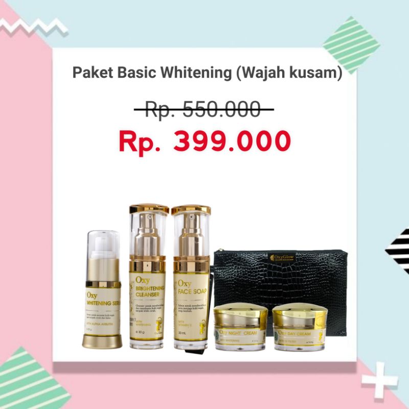 Paket Skincare Flek/Acne/Whitening OxyGlow Bonus Pouch Croco (Leather Bag)-NORMAL