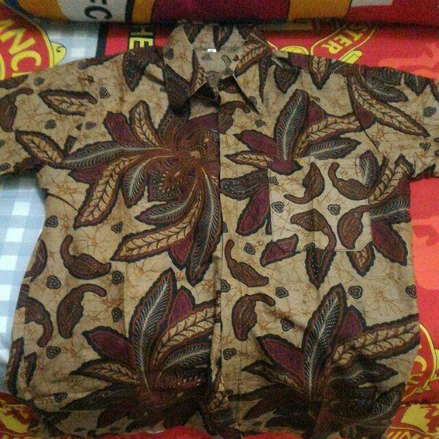 Kemeja Batik Pria Lengan Panjang Size M L Xl Xxl Bswart Batik Hrb026 Kenongo Hem Panjang Padi