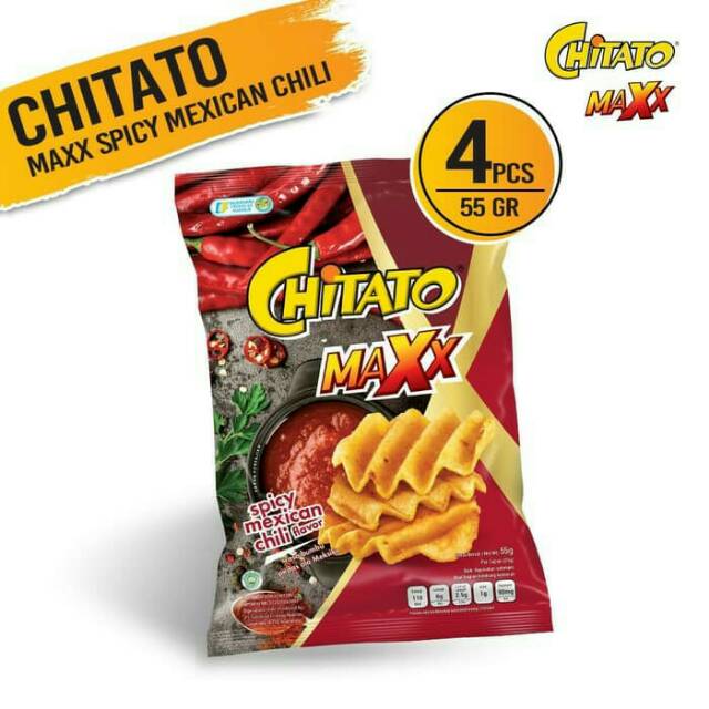 

Chitato Maxx Spicy Mexican Chilli 55 gram - 4 pcs/ Chitato Baru / Chitato Murah